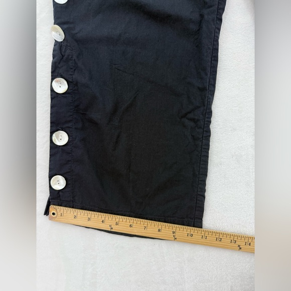 Women’s Black Tulip Brand Cropped Pants White Buttons Size Small Beach Vacation - Picture 6 of 13